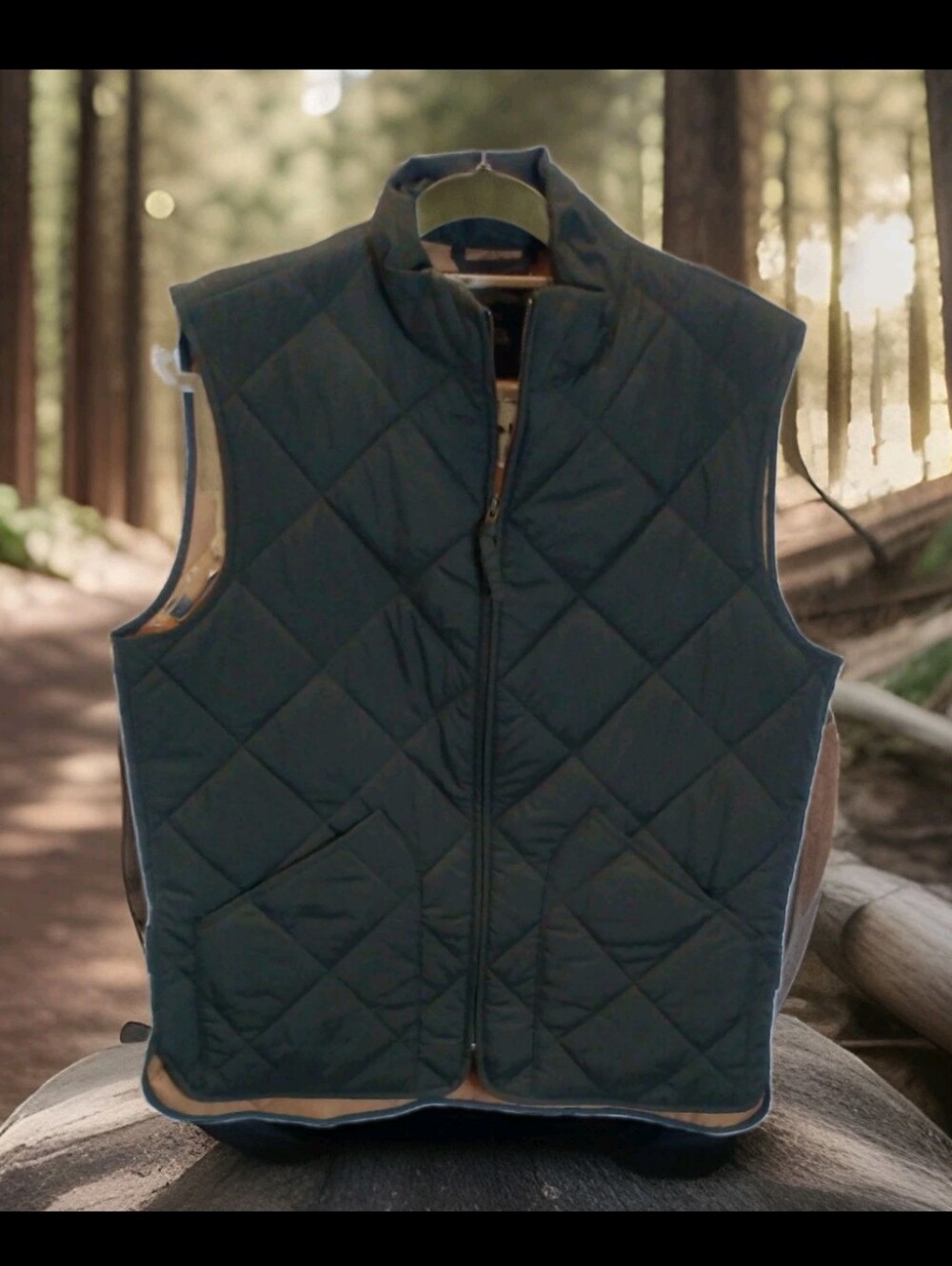 J.Crew Walker Quilted Vest Men M Olive Green B1930 Preppy